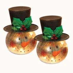 Gerson 8 In. H Electric Lighted Crackle Glass Snowman (Pack Of 2)-2099880EC 300349648