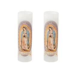 Gerson 8 In. LED Virgen De Guadalupe Candle (Set Of 2)-42136HDX2 207118815