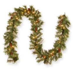 Glistening Pine 9 Ft. Garland With Clear Lights-GN19-300-9A-1 300330627
