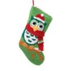 Glitzhome 19 In. Polyester/Acrylic Hooked Christmas Stocking With Owl-JK26185WG 207053503 -Christmas Decoration Store glitzhome 19 in. polyesteracrylic hooked christmas stocking with owl jk26185wg