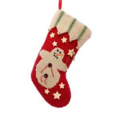 Glitzhome 19 In. Polyester/Acrylic Hooked Christmas Stocking With Snowman-JK16029PF 207053519