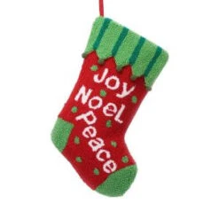 Glitzhome 19.5 In. Polyester/Acrylic Hooked Christmas Stocking With Joy Noel Peace-JK26176PFR 207053504