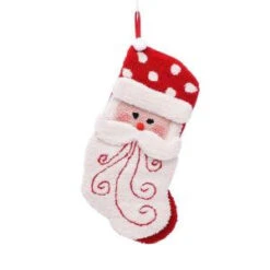 Glitzhome 20 In. Polyester/Acrylic Hooked 3D Santa Christmas Stocking-JK19939PFSA 207053486