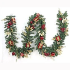 Home Accents Holiday 12 Ft. Pre-Lit Plaza Artificial Garland With 100 Battery-Operated Warm White LED-CHZH17616100THD 206771186