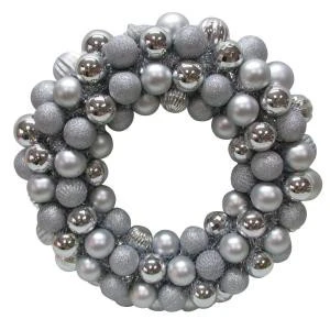 Home Accents Holiday 20 in. Silver Plastic Ball Christmas Ornament Wreath-HD20160151B 206950160 Home Accents Holiday 20 In. Silver Plastic Ball Christmas Ornament Wreath-HD20160151B 206950160 -Christmas Decoration Store home accents holiday 20 in. silver plastic ball christmas ornament wreath hd20160151b