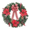 Home Accents Holiday 24 In. Icy Red Poinsettia Wreath With Silver Striped Red Bow-2323340HD 206954320 1 Home Accents Holiday 24 In. Icy Red Poinsettia Wreath With Silver Striped Red Bow-2323340HD 206954320 -Christmas Decoration Store home accents holiday 24 in. icy red poinsettia wreath with silver striped red bow 23233