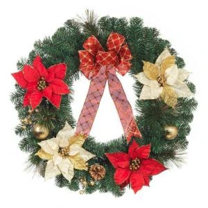 Home Accents Holiday 24 in. Red and Gold Poinsettia Wreath-2323300HD 206954312 Home Accents Holiday 24 In. Red And Gold Poinsettia Wreath-2323300HD 206954312 -Christmas Decoration Store home accents holiday 24 in. red and gold poinsettia wreath 2323300hd