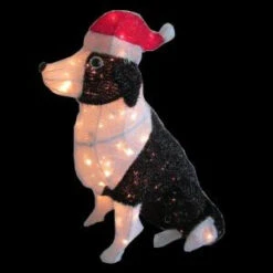 Home Accents Holiday 30 In. Pre-Lit Tinsel Dog With Santa Hat-TY152-1314 205151289