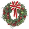 Home Accents Holiday 32 In. LED Pre-Lit Jolly Artificial Christmas Wreath With Ribbons, Baubles And 50 Battery-Operated Warm-White Lights-CHZH1761698THY 206771194 -Christmas Decoration Store home accents holiday 32 in. led pre lit jolly artificial christmas wreath with ribbons