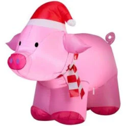 Home Accents Holiday 35.83 In. W X 26.77 In. D X 31.89 In. H Lighted Inflatable Outdoor Pig-36830 206950656