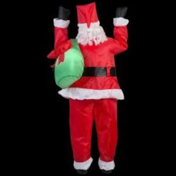 Home Accents Holiday 35.83 In. W X 30.71 In. D X 77.95 In. H Realistic Inflatable-Santa Hanging From Roof With Gift Sack-39826 206950350