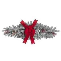 Home Accents Holiday 44 In. Snowy Mail Box Swag With Red Velvet Bow-2321770HD 206771282