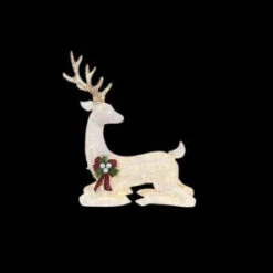 Home Accents Holiday 45 In. LED Lighted White PVC Sitting Deer-TY326-1611-1 206963201