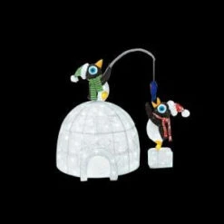 Home Accents Holiday 48 In. LED Lighted Tinsel And Acrylic Igloo With Fishing Penguins-TY251-1611-1 206954553