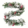 Home Accents Holiday 6 Ft. Snowy Pine Garland With Pinecones, Berries And Striped Bow-2320710HD 206771252 -Christmas Decoration Store home accents holiday 6 ft. snowy pine garland with pinecones berries and striped bow 23
