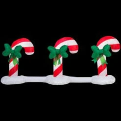 Home Accents Holiday 66.14 In. W X 14.57 In. D X 24.02 In. H Lighted Inflatable Candy Cane Pathway (3-Count)-39395 206950446