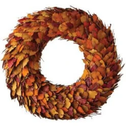 Home Decorators Collection 28 In. Artificial Harvest Wreath With Orange Dried Leaves-9755300570 300145288