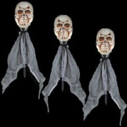 LightShow 18 In. Lighted Skulls Pathway Markers (Set Of 3)-57886 205832454