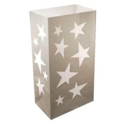 Lumabase 11 In. Silver Stars Luminaria Bags (Count Of 24)-49024 206461372