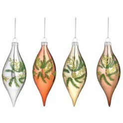 Martha Stewart Living 2 In. Jeweled Greenery Christmas Ornaments (Set Of 4)-9735300730 300265560