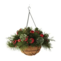 Martha Stewart Living 20 In. Pre-Lit Festive Hanging Basket With Cedar And Pine-9781300610 300374513