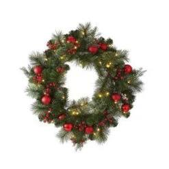 Martha Stewart Living 24 In. Artificial Christmas Wreath With Cedar And Pine-9781000610 300338014