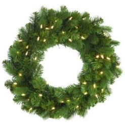 Martha Stewart Living 24 In. LED Pre-Lit Downswept Douglas Fir Artificial Christmas Wreath-9316600610 206497390