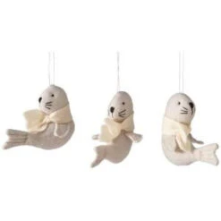 Martha Stewart Living 4.75 In. Arctic Animal Felt Christmas Ornaments (Set Of 6)-9734300730 300265266