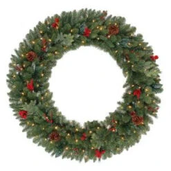 Martha Stewart Living 48 In. Battery Operated Winslow Artificial Wreath With 120 Clear LED Lights-GD40P4598L00 205983429