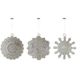 Martha Stewart Living 5 In. Pierce Metal Snowflake Christmas Ornaments (Set Of 3)-9736800250 300265799