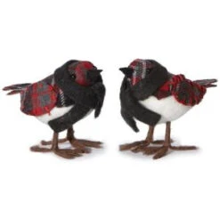 Martha Stewart Living 5 In. W Plaid Bird Christmas Ornaments (Set Of 2)-9756000110 300247091
