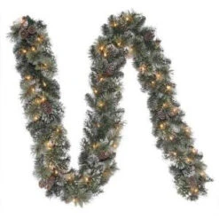 Martha Stewart Living 9 Ft. Frosted Pine Artificial Garland With 50 Clear Lights-GT90M2R70C02 204007699