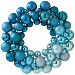 Martha Stewart Living Christmas Ornament 16 In. Dia Artificial Christmas Wreath In Blue-9736200410 300261481
