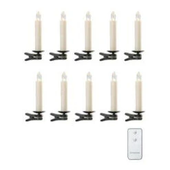 Martha Stewart Living Clip-On LED Candle Ornaments With Remote (Set Of 10)-9717700440 300333856