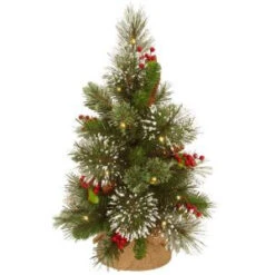 National Tree Company 18 In. Wintry Pine Tree With Battery Operated Warm White LED Lights-WP1-345-18-B1 300478185