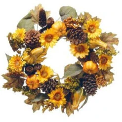 National Tree Company 22 In. Wreath With Pumpkins And Sunflowers-RAHV-15560W22 207123490