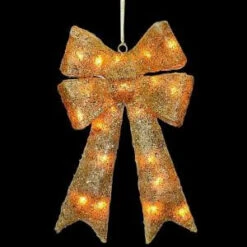 National Tree Company 23.5 In. Pre-Lit Gold Sisal Bow-MZBO-235GLO-1 205572859