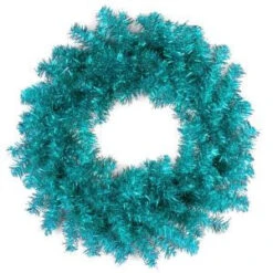 National Tree Company 24 In. Turquoise Tinsel Artificial Wreath-TT33-24-24W-1 300488005