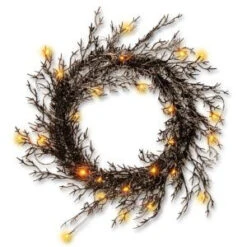 National Tree Company 26 In. Black Glittered Halloween Wreath With Lights-RAH-15561W26L 207123915