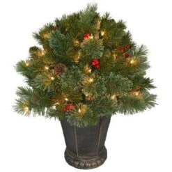 National Tree Company 26 In. Cashmere Cone And Berry Decorated Potted Artificial Christmas Tree In Urn With 50 Clear Lights-CCB19-26LO 205952969