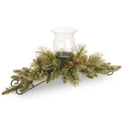 National Tree Company 30 In. Glittery Bristle Pine Centerpiece And Candle Holder-GB3-810-30C-A 300478215