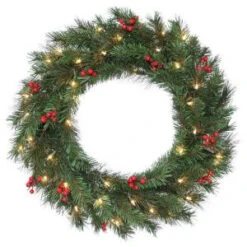 National Tree Company 30 In. Noble Artificial Wreath With 50 Clear Lights-DC3-162L-30W 206084816