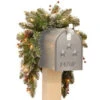 National Tree Company 36 In. Glittery Mountain Spruce Mailbox Swag With Battery Operated Warm White LED Lights-GLM1-300-3M-B1 300487249 -Christmas Decoration Store national tree company 36 in. glittery mountain spruce mailbox swag with battery operate
