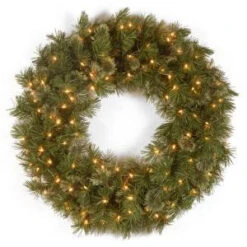National Tree Company 36 In. Wispy Willow Artificial Wreath With Clear Lights-WO1-36WLO-1 300182755