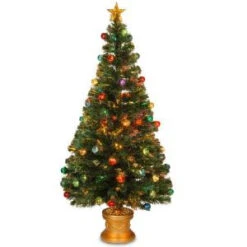 National Tree Company 5 Ft. Fiber Optic Fireworks Artificial Christmas Tree With Ball Ornaments-SZOX7-100L-60 300496226