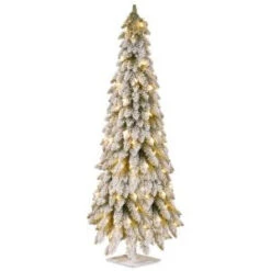National Tree Company 6 Ft. Artificial Christmas Snowy Downswept Forestree With Clear Lights-FTDF1-60ALO 300443178