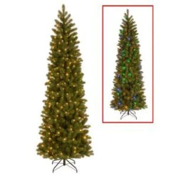 National Tree Company 7.5 Ft. Downswept Douglas Pencil Slim Fir Artificial Christmas Tree With Dual Color LED Lights-PEDD4-392D-75 207183252