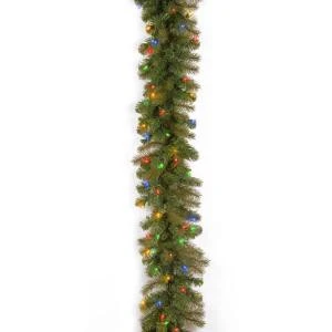 National Tree Company 9 ft. Feel-Real Downswept Douglas Fir Artificial Garland with 100 Multi-Color Lights-PEDD4-371M-9A1 205945921 National Tree Company 9 Ft. Feel-Real Downswept Douglas Fir Artificial Garland With 100 Multi-Color Lights-PEDD4-371M-9A1 205945921 -Christmas Decoration Store national tree company 9 ft. feel real downswept douglas fir artificial garland with 100 6