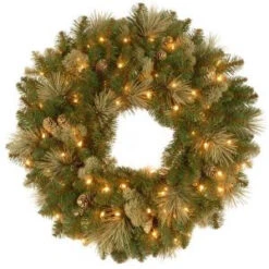 National Tree Company Carolina Pine 30 In. Artificial Wreath With Clear Lights-CAP3-306-30W-1 300182842