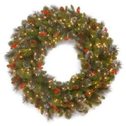 National Tree Company Crestwood Spruce 30 In. Artificial Wreath With Battery Operated Warm White LED Lights-CW7-309L-30W-B1 300182790